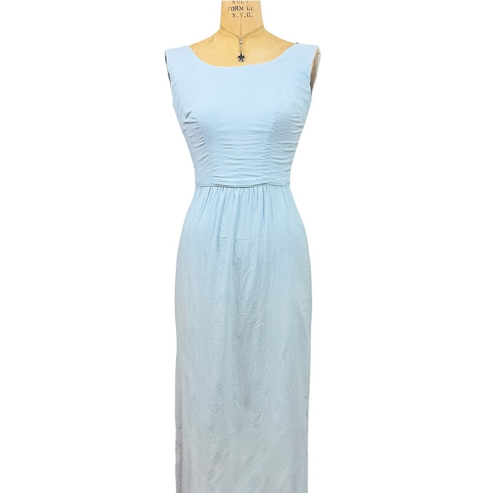 60s Style Vintage Swiss Dot Maxi Dress Sleeveless Cinched Classic Timeless‎ XS